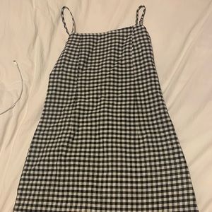 Strappy gingham black and white dress